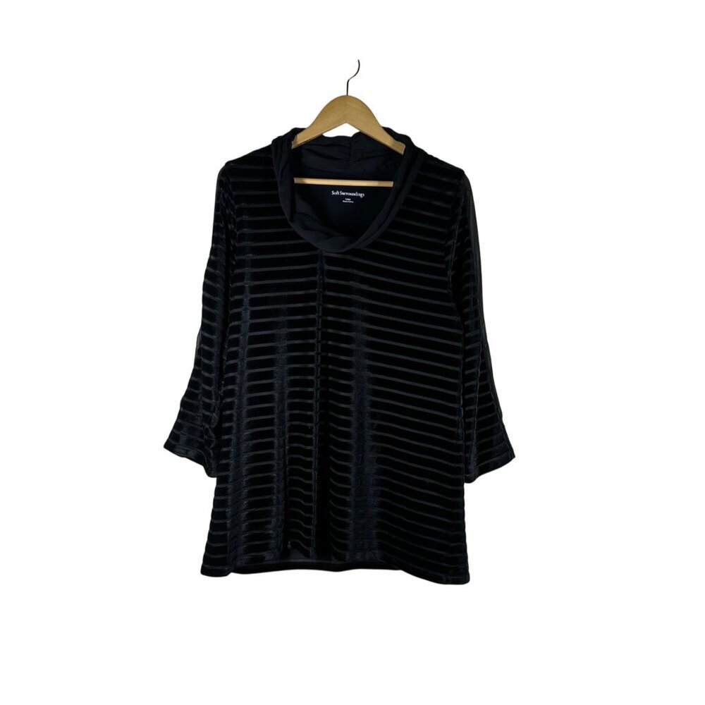 Soft Surroundings Meri Velvet Striped Blouse Womens Size L Whimsigoth Boho Top